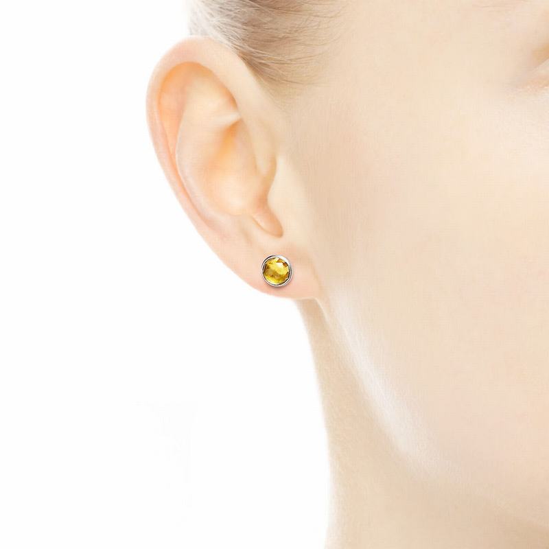 Pandora November Droplets Stud Earrings - Sterling Silver/Yellow/Citrine - Canada | AC2969IO